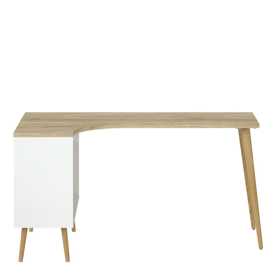 image 1 of Oslo Desk 2 Drawer in White and Oak