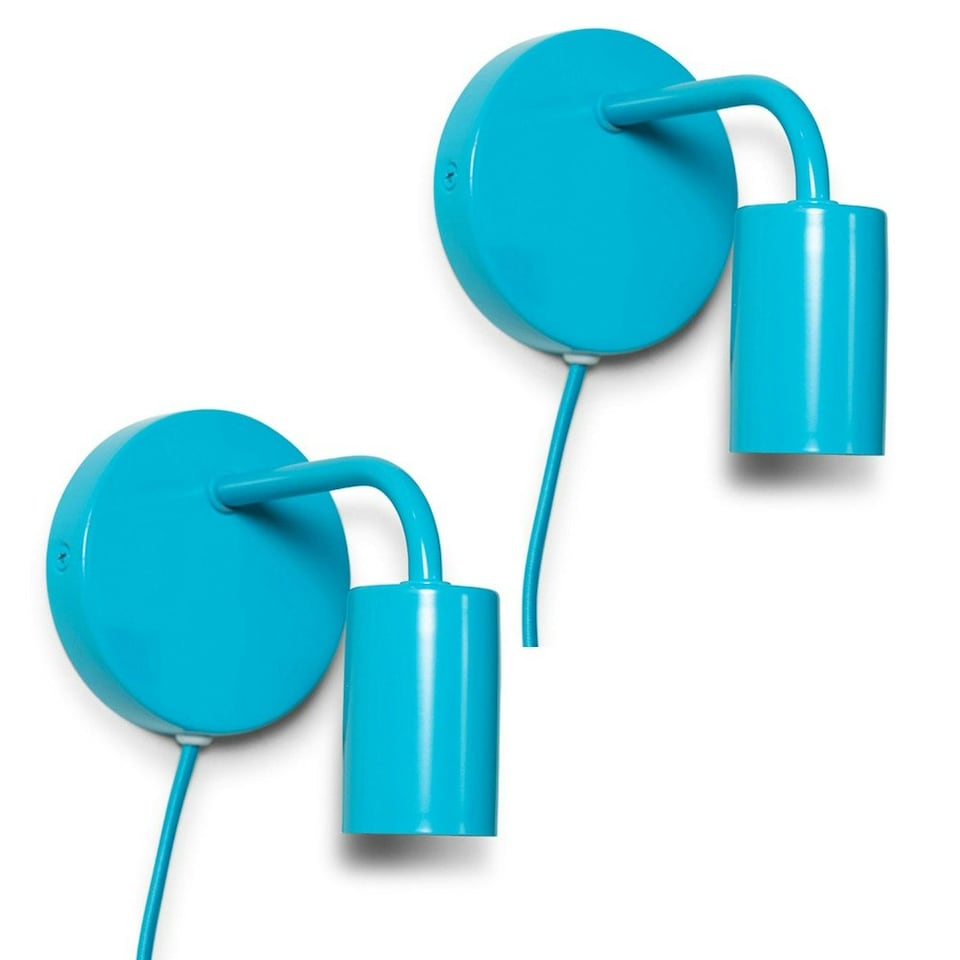 image 1 of ValueLights Jordy Pair of - Plug in Colour Pop Blue Easy Fit Wall Lights
