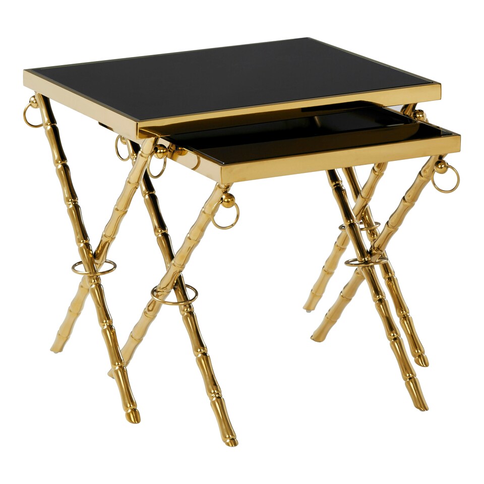 image 1 of Interiors by Premier Contemporary Design Set Of 2 Nesting Tables, Versatile Side Tables, Elegant And Functional Square Tables Gold