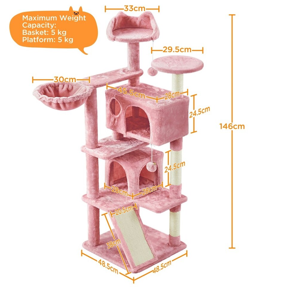 image 1 of Yaheetech 146 cm Multilevel Indoor Cat Tree Tower for Kittens Pink
