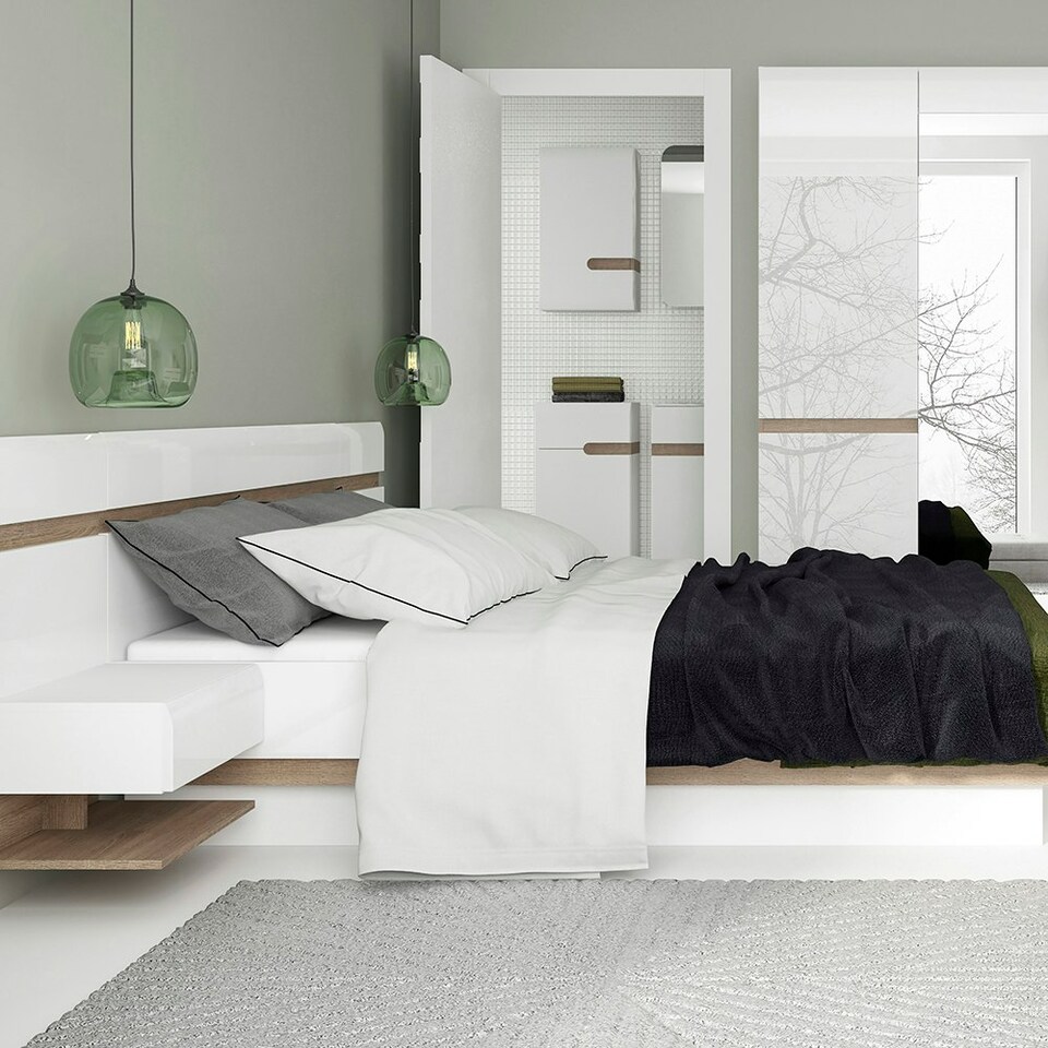 image 1 of Chelsea Bedroom 3 Door Wardrobe with Mirror in White with a Truffle Oak Trim