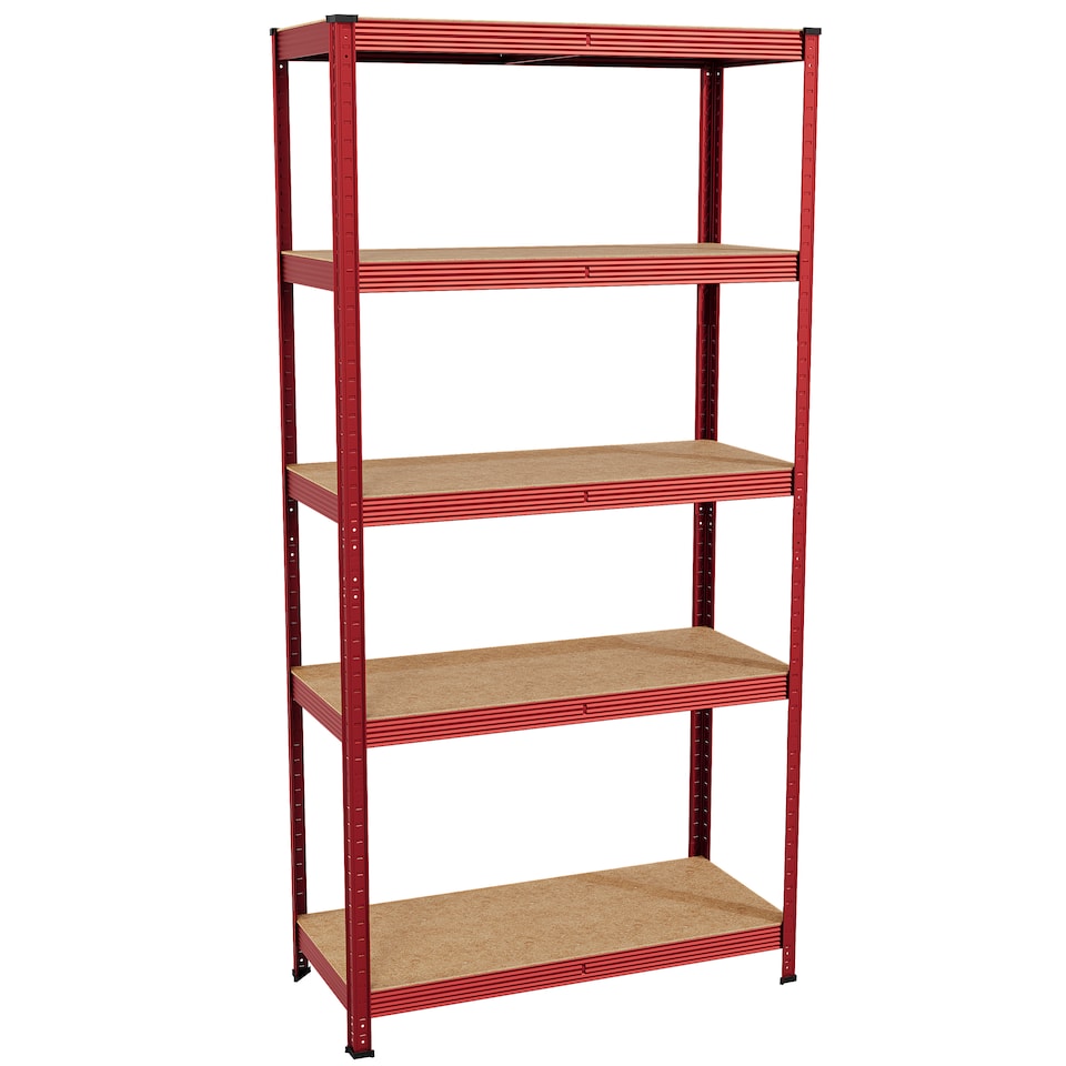 image 1 of Home Vida 5 Tier Garage Shelf Heavy Duty Boltless Shelving Storage Unit, Red