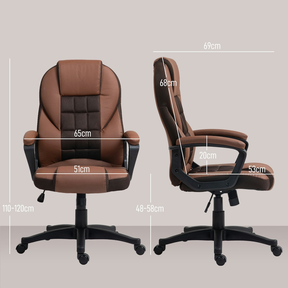 image 1 of HOMCOM Executive Office Chair High Back Computer Chair with Armrests Brown