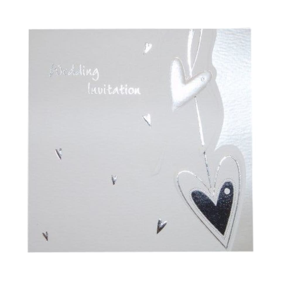 image 1 of Pack of 5 Luxury White Wedding Invitations with Hearts & Pearlised Edge