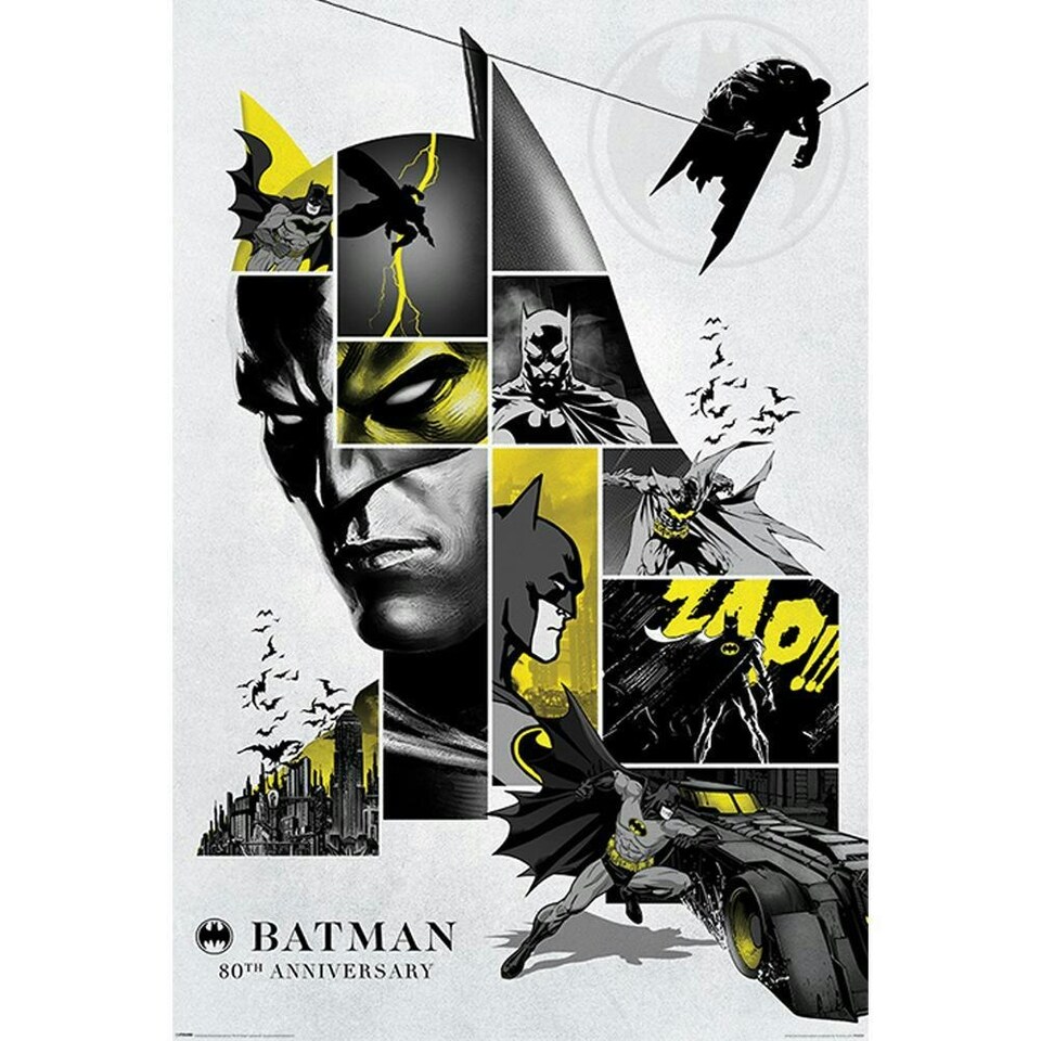 Batman 80th Anniversary 122 Poster - Grey/Black/Yellow - One Size