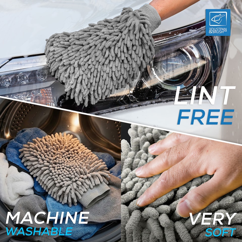 image 1 of Microfibre Cloth Car Wash Mitt Glove Double Sided Wash Mitt for Car Washing - Pack of 2