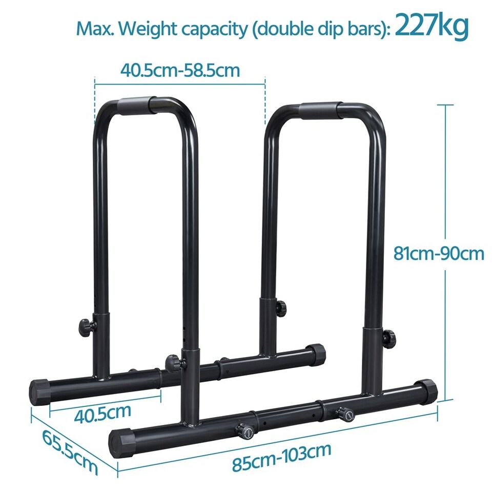 image 1 of Yaheetech Adjustable Parallel Bars for Home Gym Black