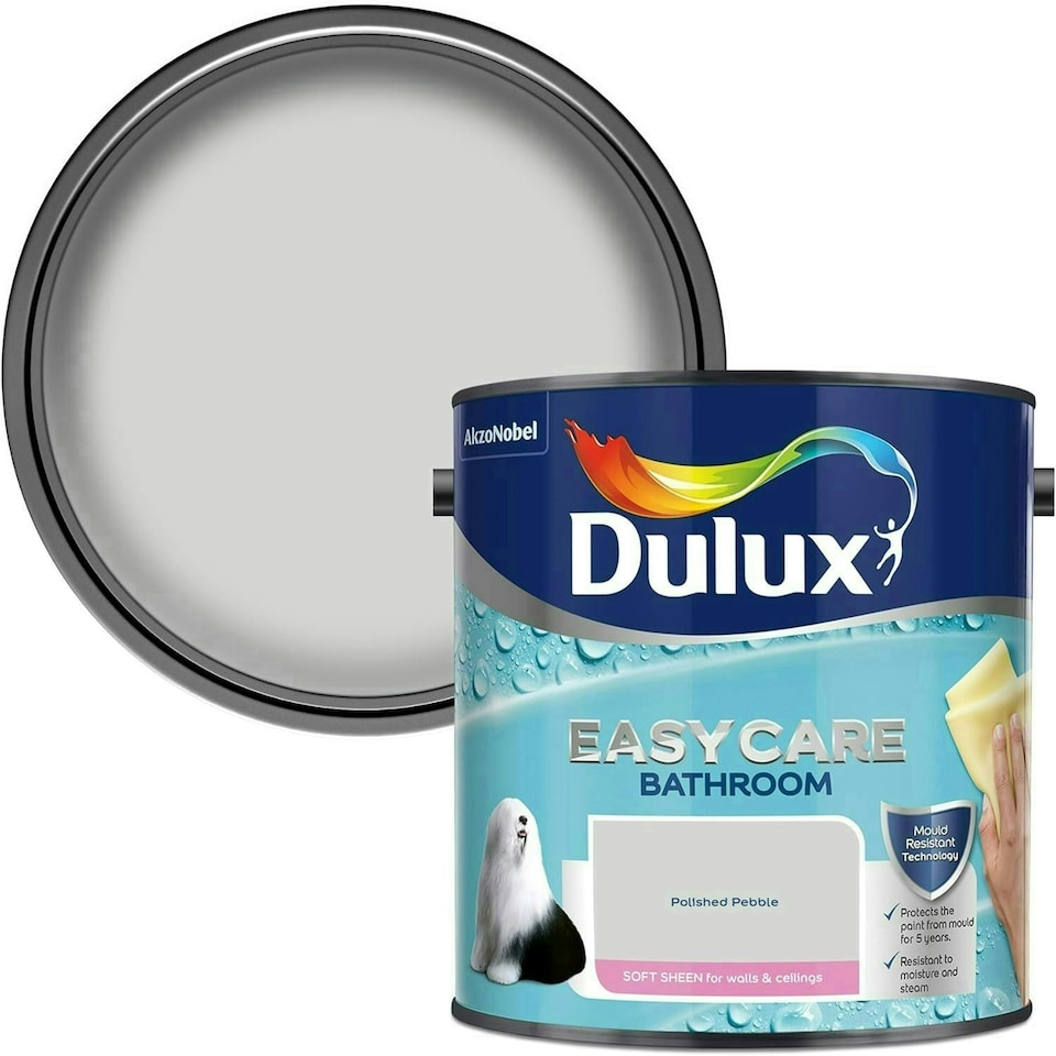 image 1 of Dulux Easycare Bathroom Soft Sheen 2.5L Polished Pebble