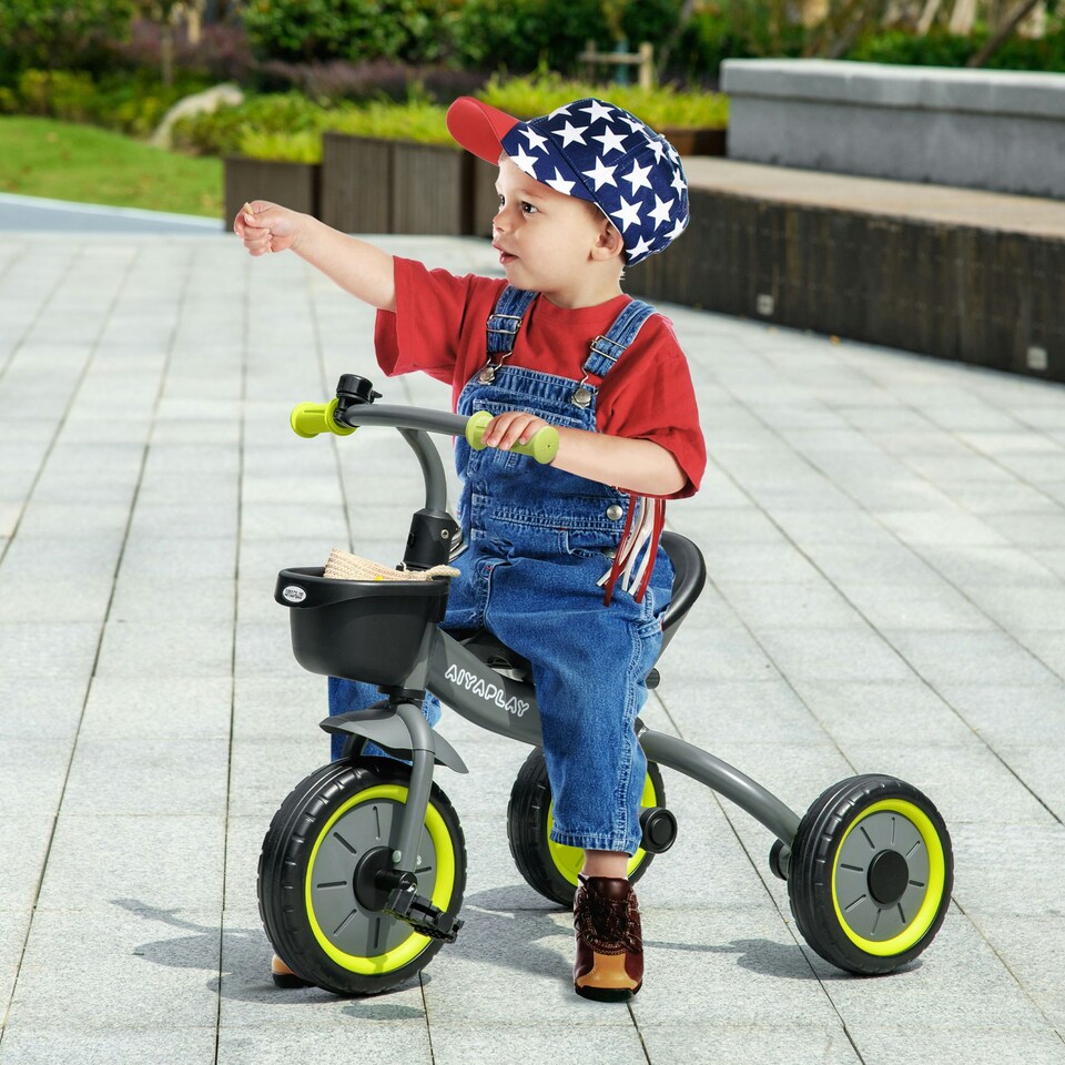 image 1 of AIYAPLAY Trike W/ Adjustable Seat Basket, Kids Tricycle for 2-5 Years Old, Black