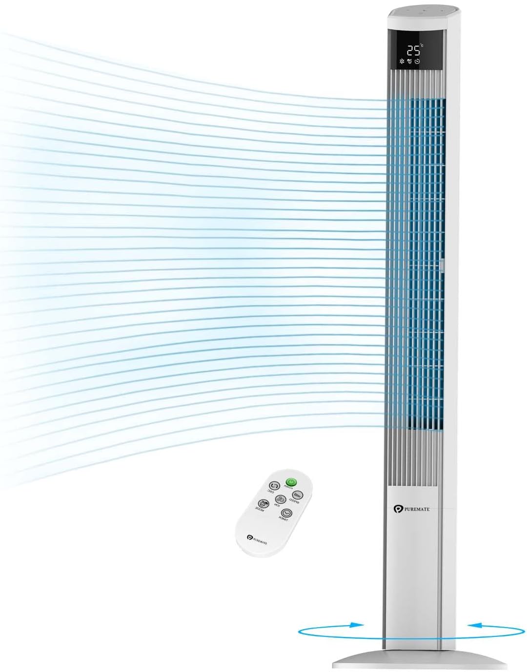 47 inch Oscillating Tower Fan with Remote Control White