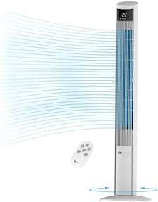PureMate 47-Inch Oscillating Bladeless Tower Fan & Air Purifier (White)