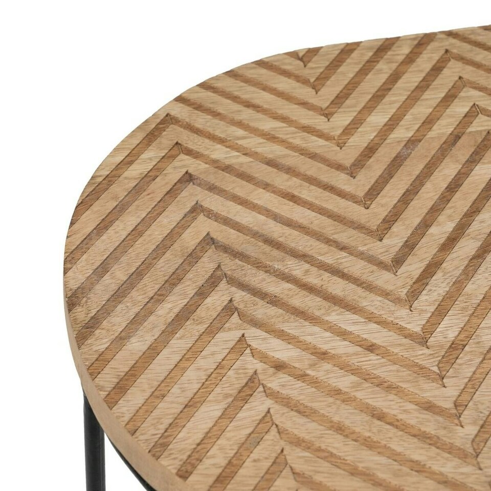 image 1 of Side table 60 x 39,5 x 60 cm Natural Black Metal Wood (2 Units) N/A