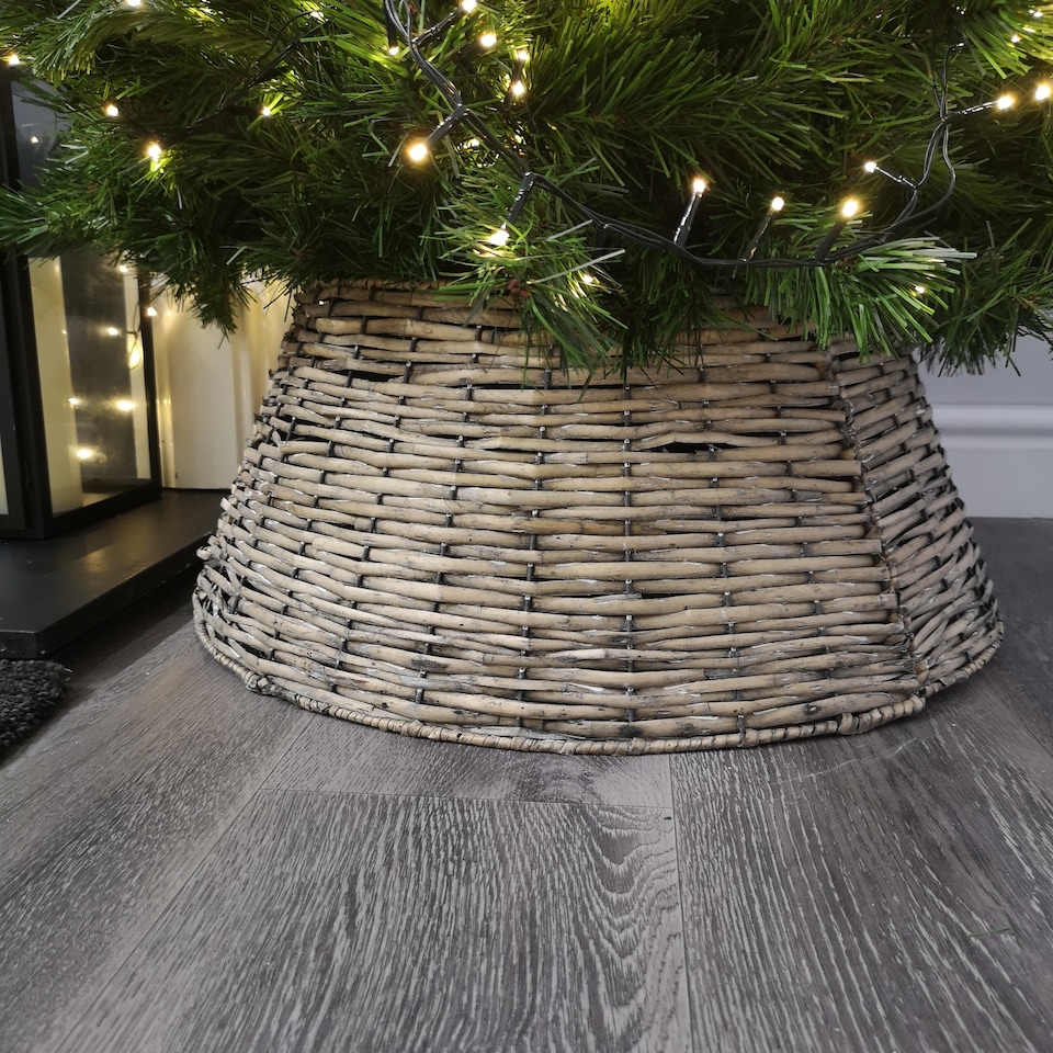 image 1 of 40/58cm Samuel Alexander KD Willow Christmas Tree Skirt Wicker Rattan- Medium Natural