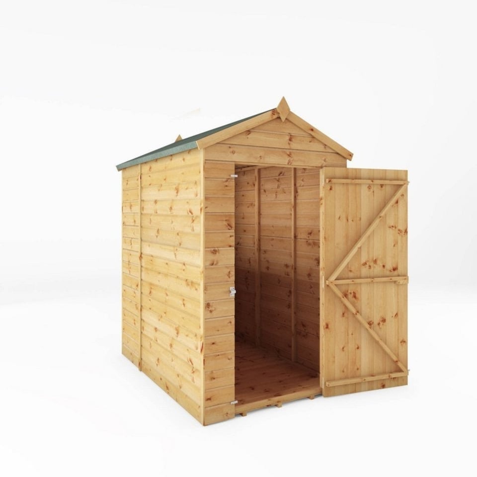 image 1 of 6 x 4 Feet Shiplap Apex Windowless Shed - Timber - L181.4 x W129.1 x H217.1 cm - Brown Brown