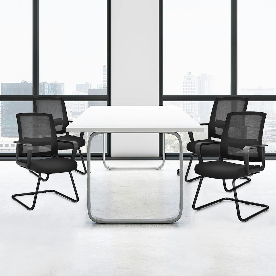 image 1 of COSTWAY 2 Pcs Meeting Office Chairs Reception Chair Black