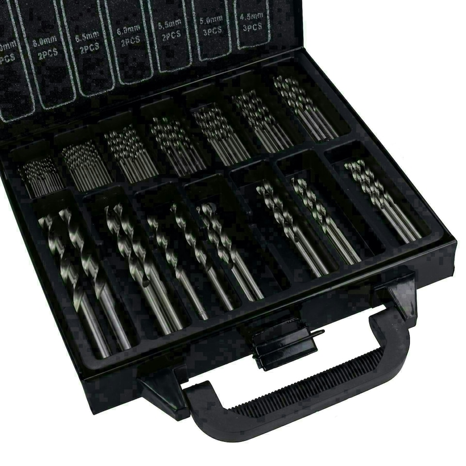 image 1 of 99pc HSS-G Metric Drill Bit Set Split Point Drills Metal Plastic Copper 1.5mm - 10mm