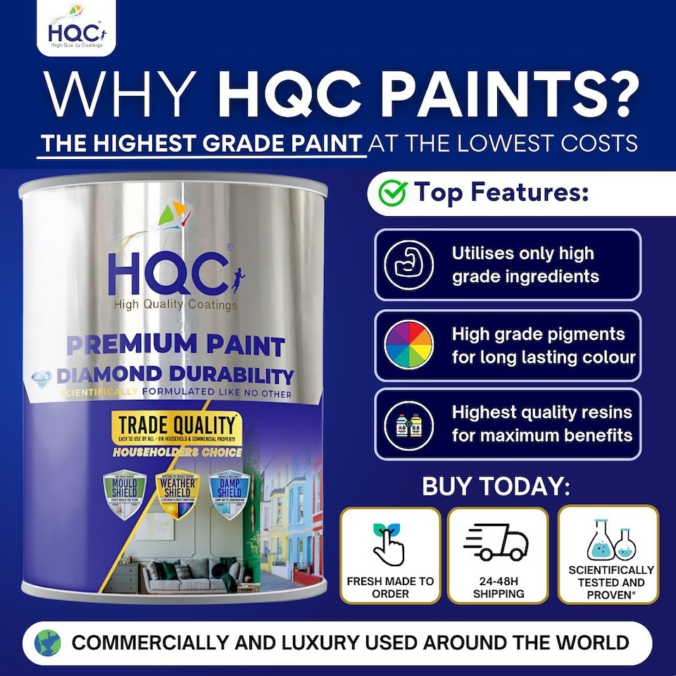 image 1 of HQC Masonry Touch Up Paint - Repairs & Covers Brick, Concrete, Pebbledash & Plaster - Mint Green - 2.5L
