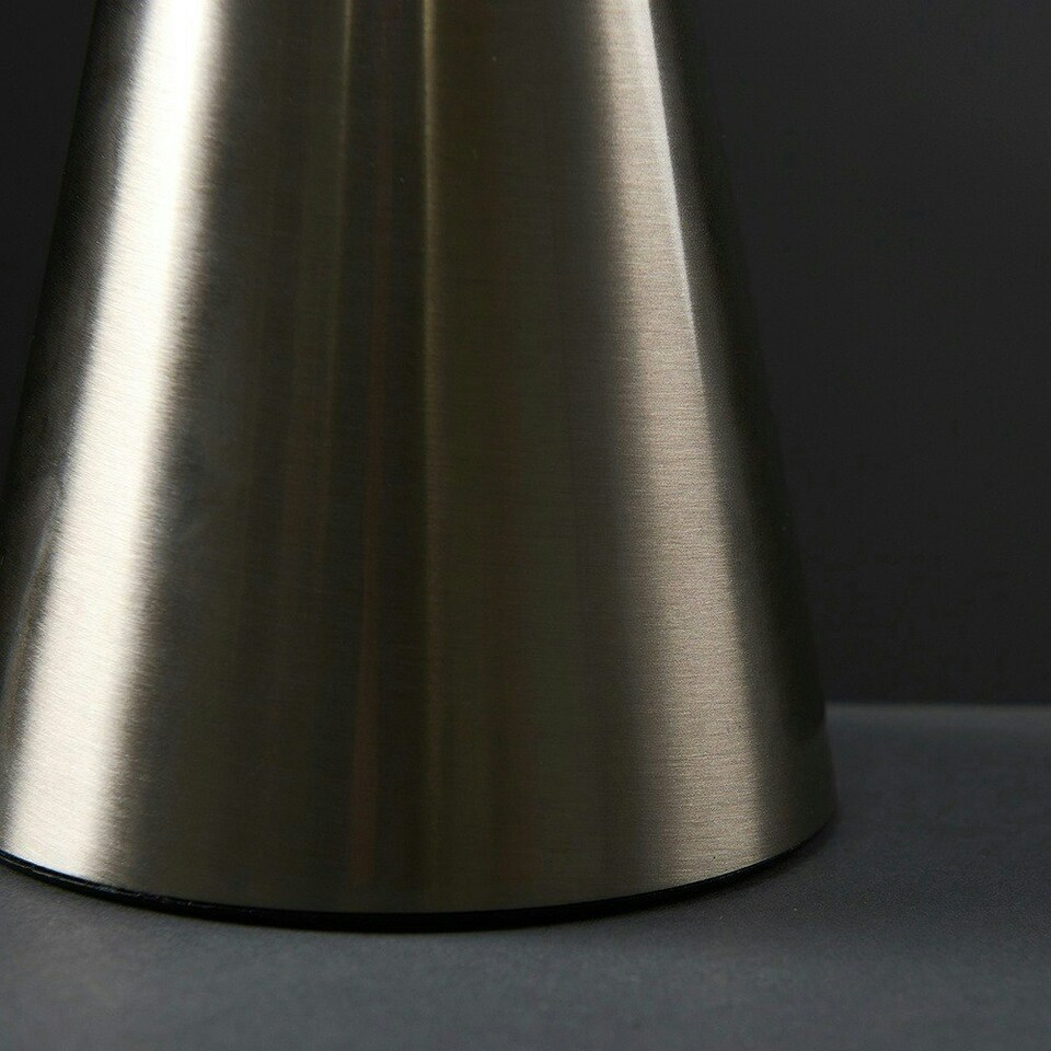 image 1 of ValueLights Harrier Dimmable Brushed Silver Table Lamp with Silver Dome Shade and Integrated LED 1W Cool White Bulb Chrome