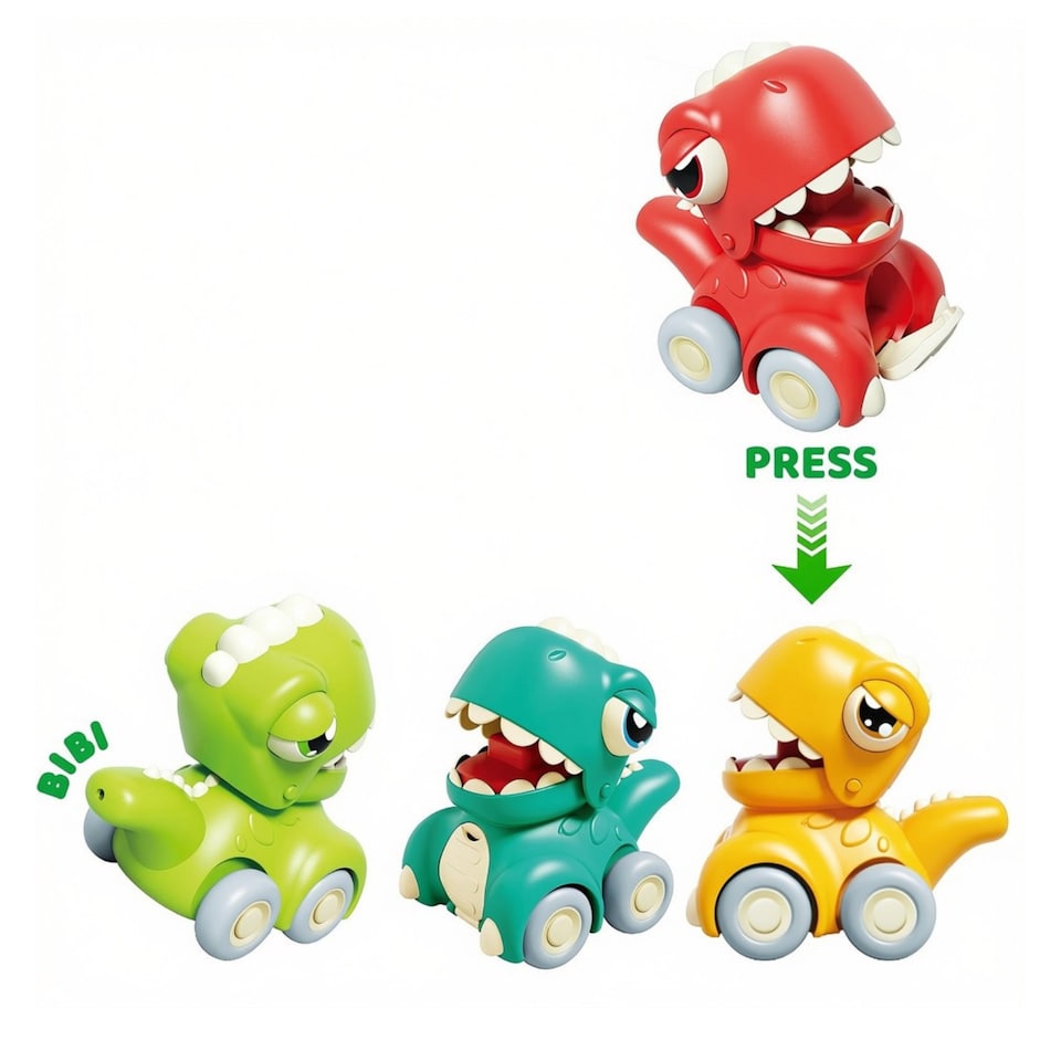 image 1 of Push & Go Dinosaur Car Toy Set – 4PCS Friction‑Powered Mini Dino Vehicles for Toddlers – No‑Battery Pull Back Cars for Boys & Girls Ages 3+, Fun Educational Preschool Toy for Imaginative Play