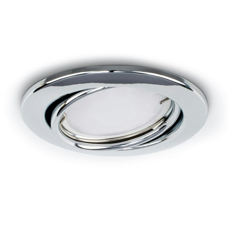 image 1 of ValueLights Pack of 6 Fire Rated Chrome Tiltable GU10 Recessed Ceiling Downlights - Complete with 5w LED Bulbs 6500K Cool White | Chrome