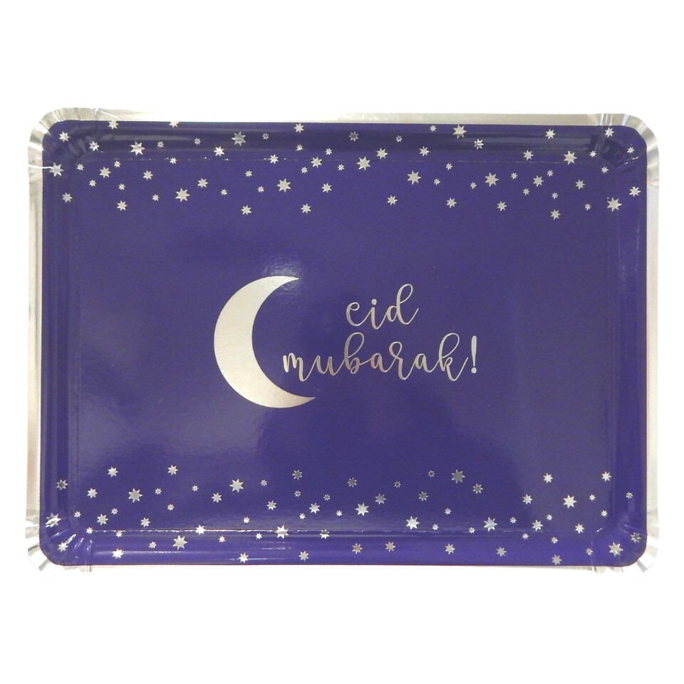 Eid Mubarak Serving Trays (3pk) - Blue & Silver