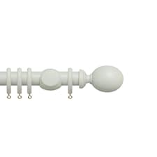 Premium 35mm Wooden Curtain Pole Set - Chalk White 480cm | White | Chalk White