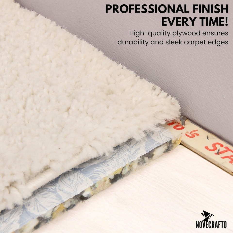image 1 of NOVECRAFTO Carpet Gripper Rods – 76cm Pre-Nailed Strips with Dual-Purpose Pins for Underlay Installation on Stairs, Concrete & Wood Floors Brown | 40