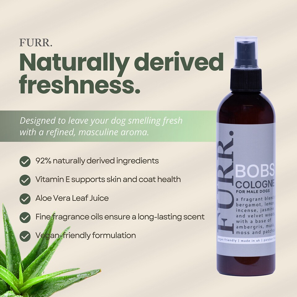 image 1 of FURR Bobs Cologne for Male Dogs 250ml  with Aloe Vera, Vitamin E & Hyaluronic Acid