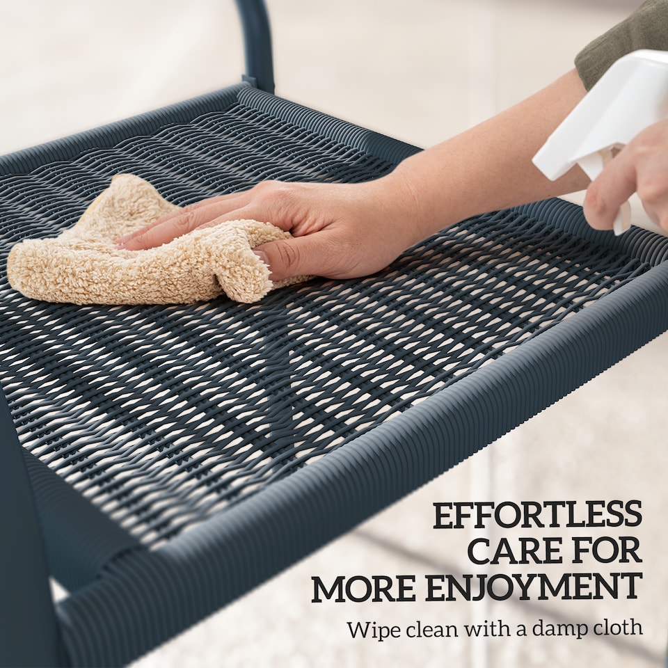 image 1 of Outsunny Garden Chairs Set of 4, Stackable & Rattan Effect, Dark Grey | Grey | Dark Grey | 1