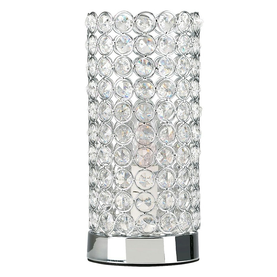 image 1 of ValueLights Ducy Dimmable Polished Silver Table Lamp and E14 Candle LED 5W Warm White 3000K Bulb Chrome