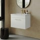 image 4 of Rio 1 Drawer Wall Hung Vanity Basin Unit - 600mm - Gloss White with Brushed Brass D Handle (Tap Not Included) White