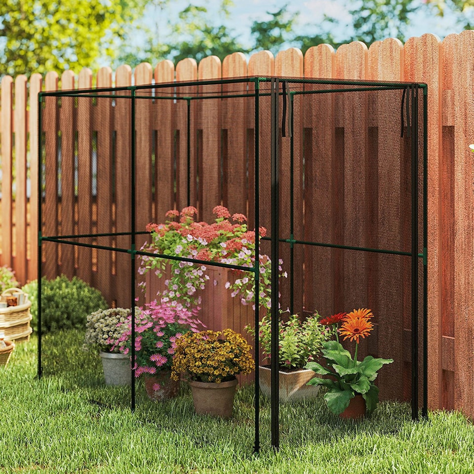 image 1 of Outsunny Fruit Cage Bird Netting, Heavy Duty Plant Protection Tent, Black