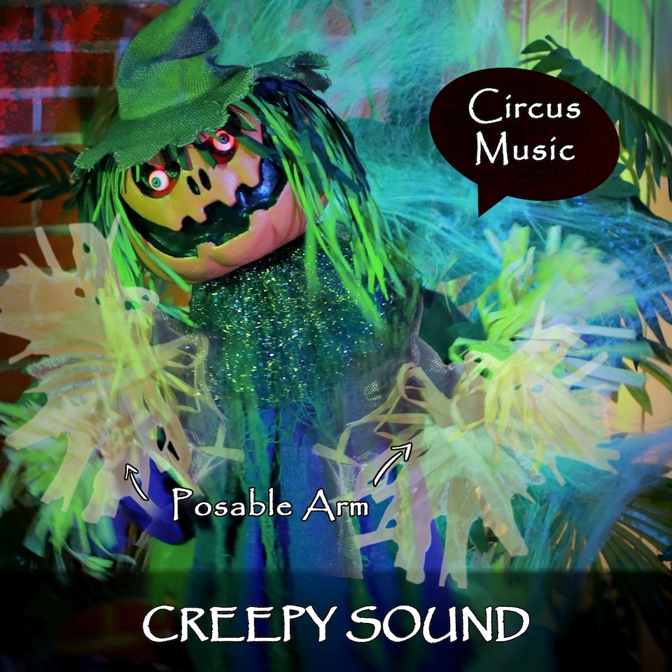 image 1 of HOMCOM 106cm 45 Pumpkin Outdoor Halloween Decoration, Halloween Animatronic with Sound Activated, Light Up Eyes, Music, Animated Prop for Haunted House