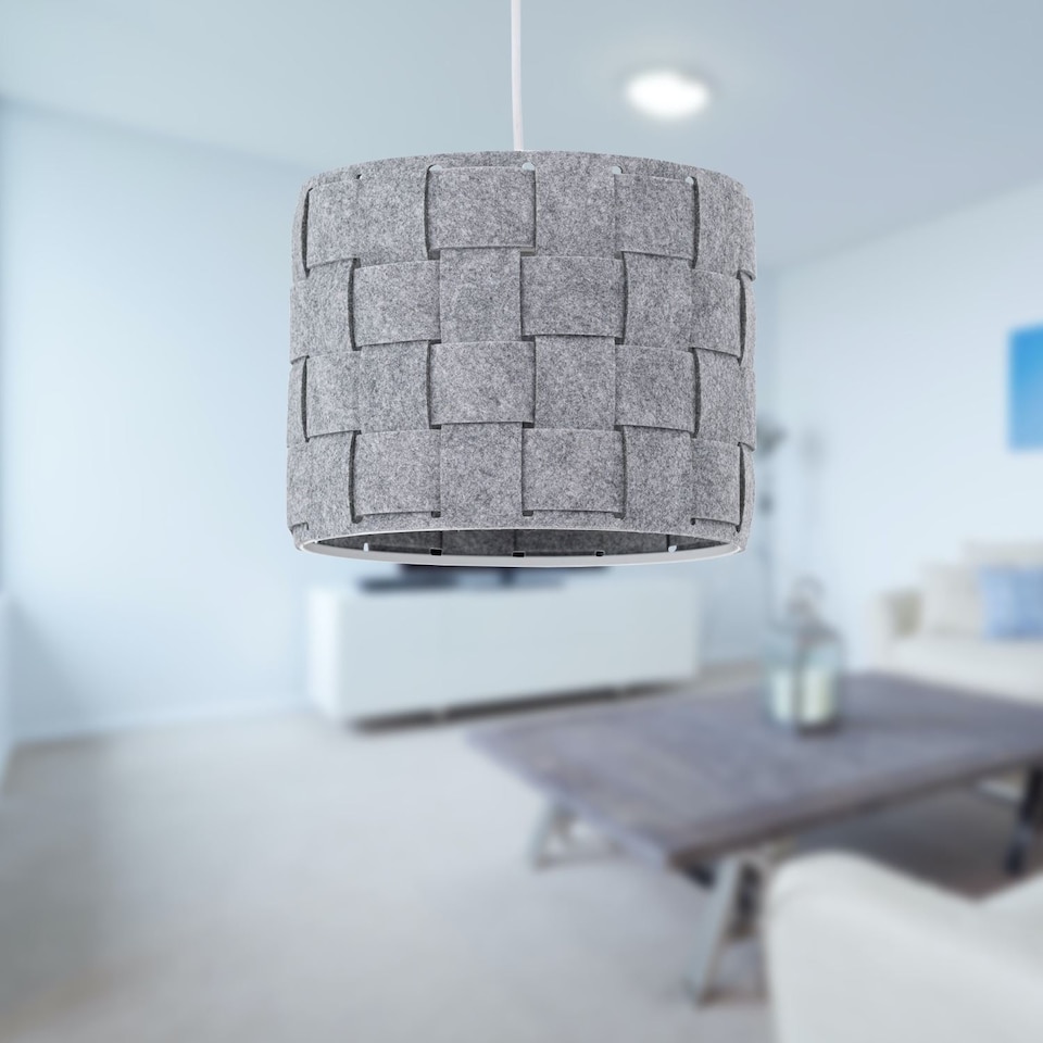 image 1 of Warner - Grey Felt Weave Easy Fit Pendant Shade | Grey | Medium | 1