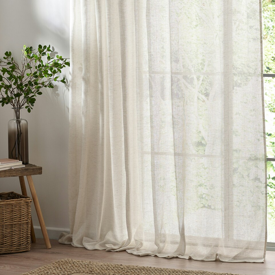 image 1 of Yard Nimbus Sheer Natural Tie Top Curtain Panel 290 x 250 cm Multi