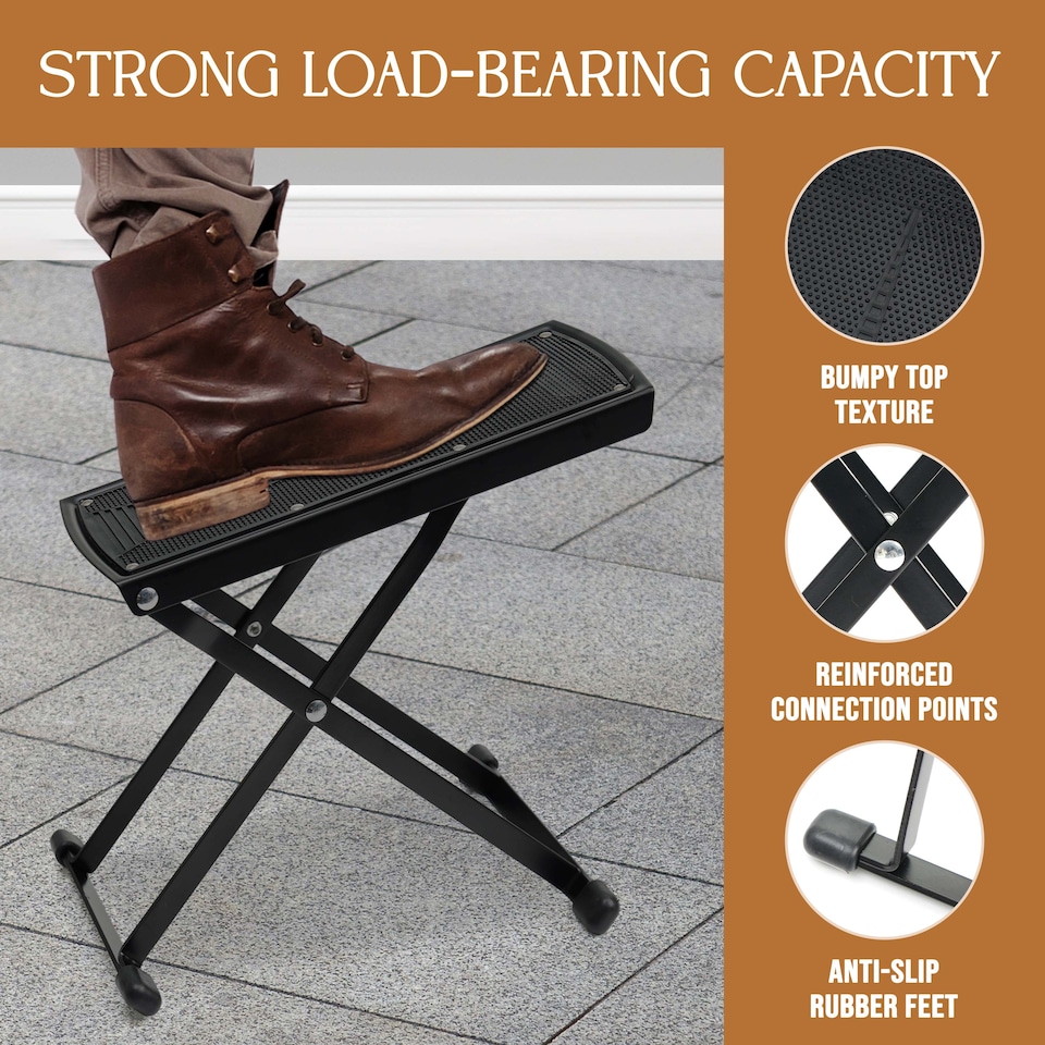 image 1 of Adjustable Guitar Footrest Classical Acoustic Footstool Stand for Musicians