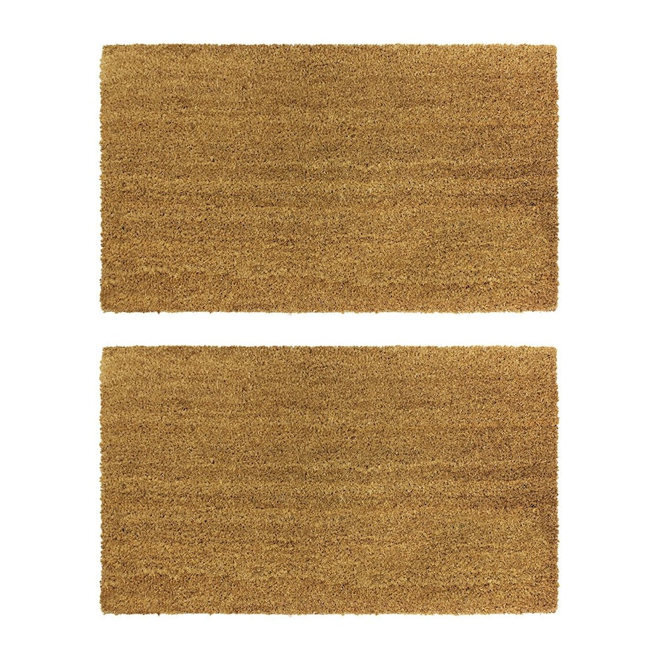 image 1 of JVL Manor Plain Latex Backed Coir Doormat, 40x70cm, Pack of 2