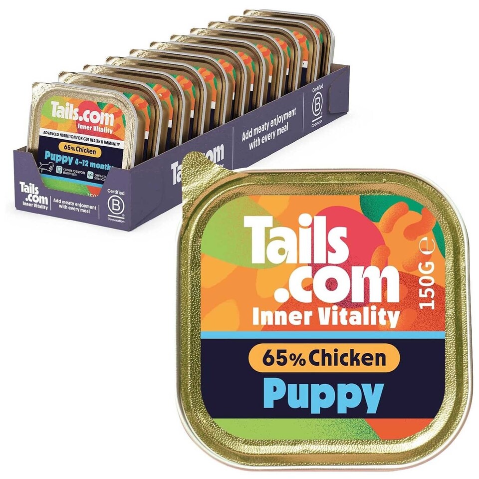 image 1 of Tails.com Inner Vitality Wet Dog Food Alu Tray Puppy Chicken 11 x 150g