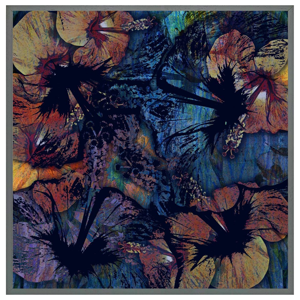 image 1 of Grunge flower print (Picture Frame) Black | XL