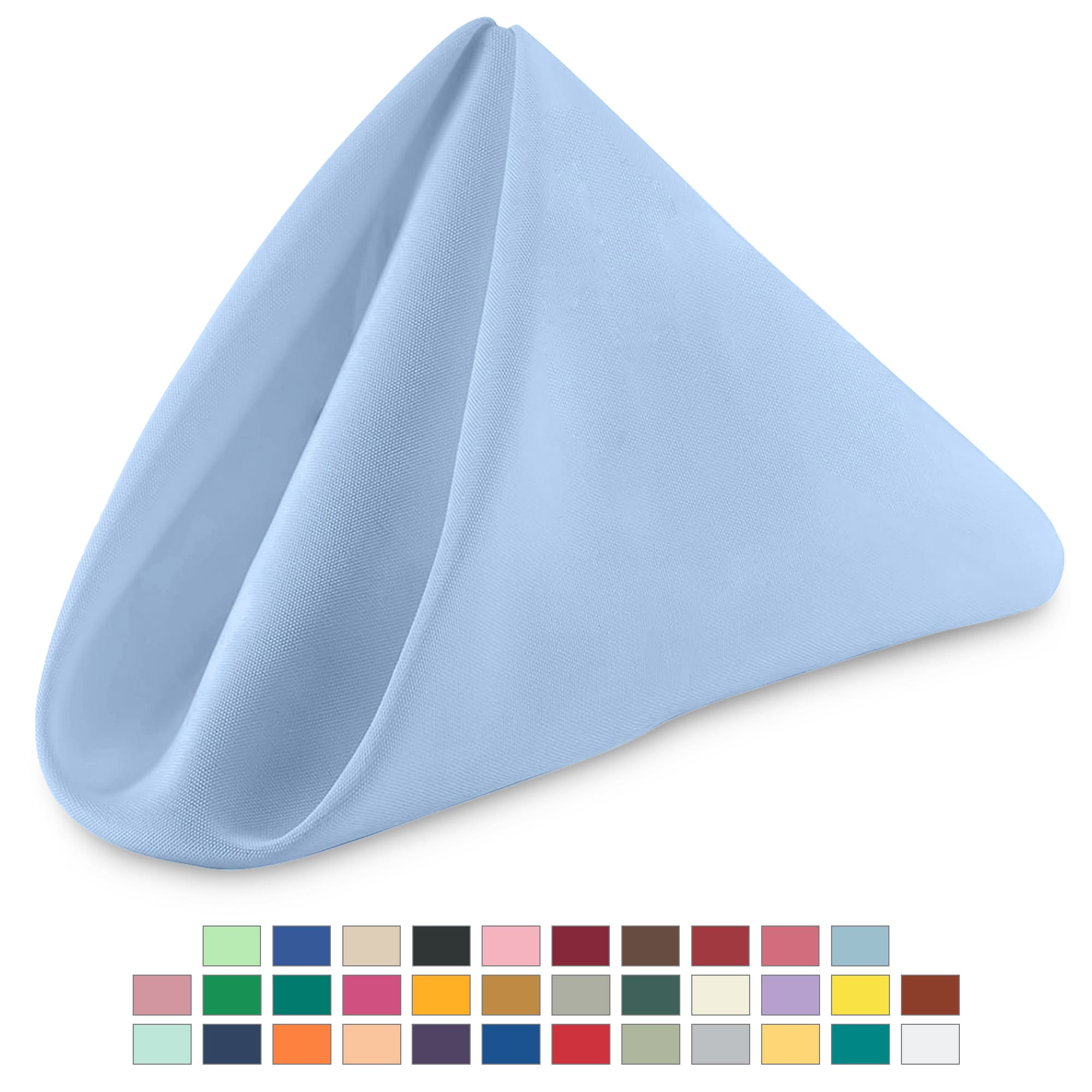 Neel Blue 20 Inch Polyester Table Napkins, Reusable, Wrinkle-Resistant - 50x50cm in Baby Blue | Size: 50x50 cm