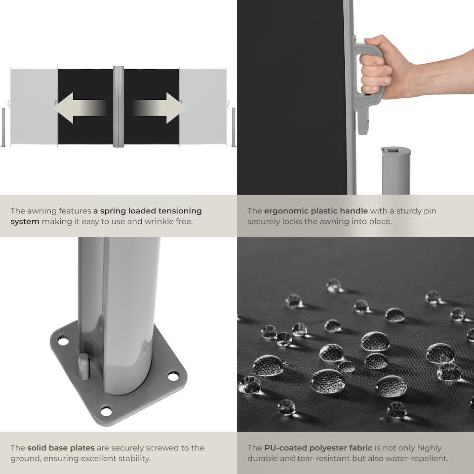 image 1 of Double-sided retractable awning and privacy screen | Black | black | 1