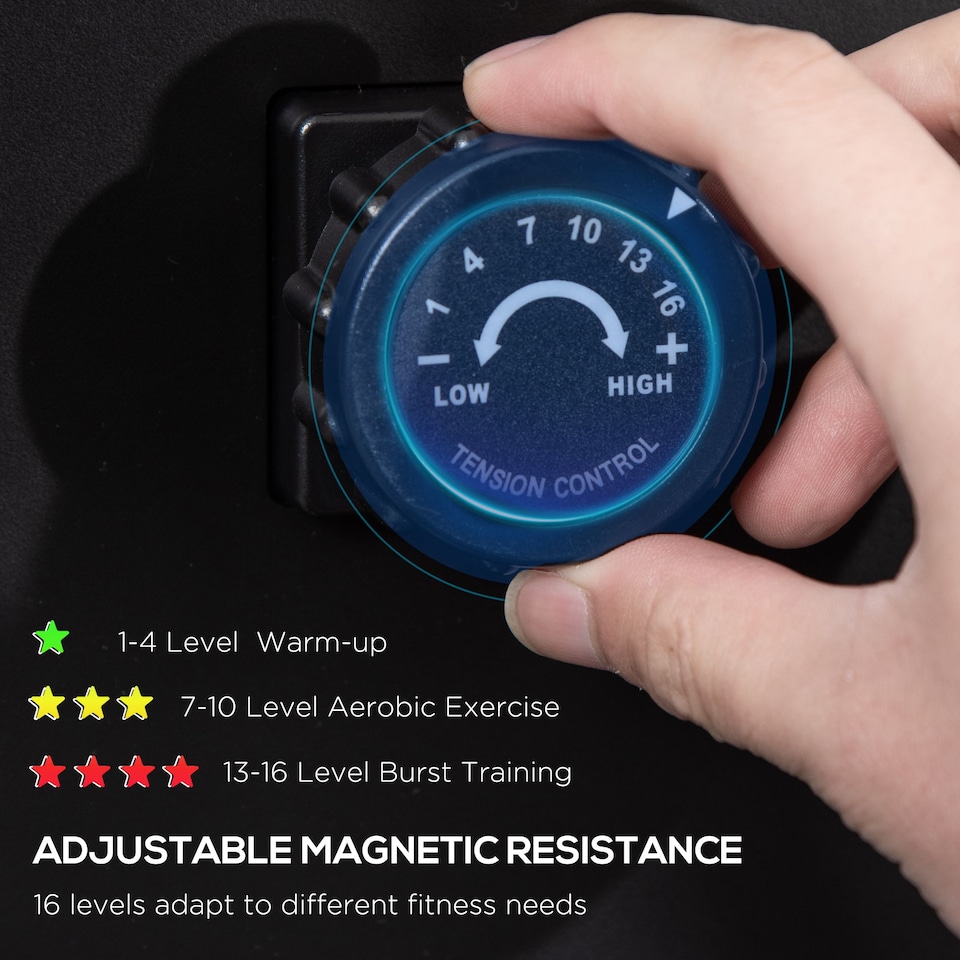 image 1 of HOMCOM Magnetic Foldable Rower with 16-Level Adjustable Resistance for Home, Gym