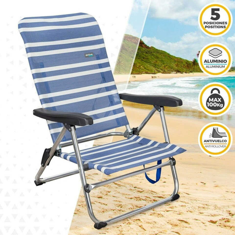image 1 of Folding Chair Aktive Mykonos Striped 47 x 85 x 50 cm (4 Units) N/A