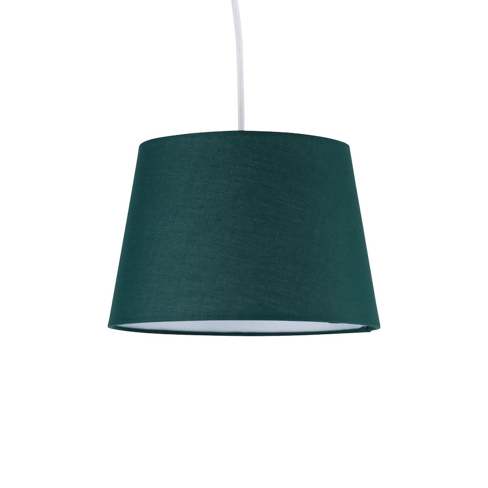 image 1 of Dark Green Cotton 23cm Tapered Cylinder Pendant or Lamp Shade | Green | Medium | 1