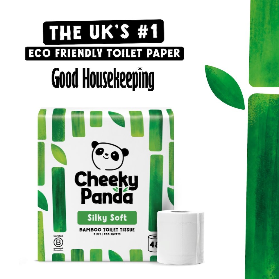 image 1 of Cheeky Panda Classic Bamboo Toilet Paper 48 rolls 200 sheet 3 ply sheets | White | 48 Rolls Unwrapped | 48