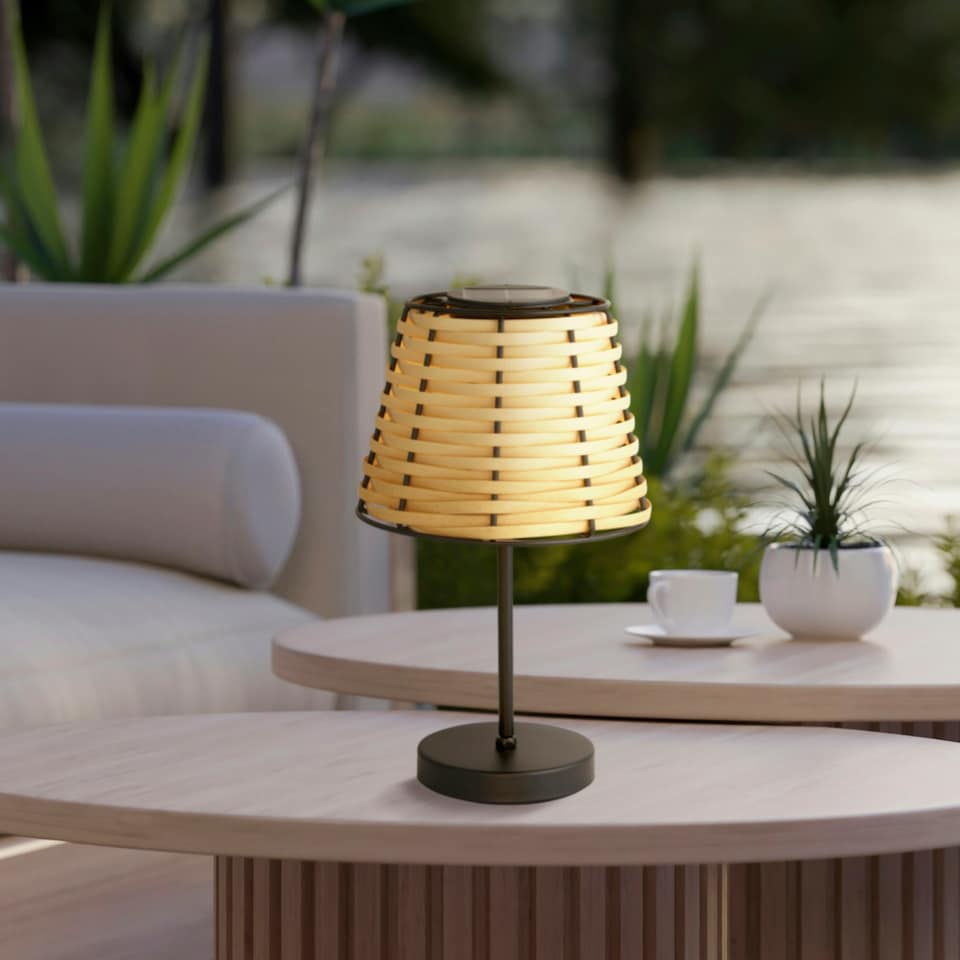 image 1 of RATTAN WEAVE SOLAR LAMP