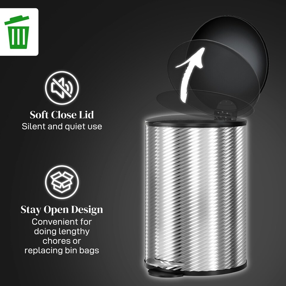 image 1 of HOMCOM 20L Kitchen Pedal Bin, Stainless Steel Bin with Soft-close Lid, Silver Silver