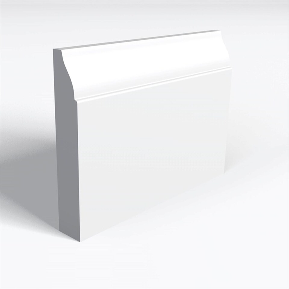 Pack of 5 (Total 5 Units) - Moisture Resistant MDF Primed Large Lambs Tongue Skirting Board - 18mm (T) x 169mm (H) x 4200mm (L)
