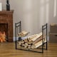 image 2 of Outsunny Firewood Stand Log Rack Holder 84cm with 4-PC Fireplace Tools Set Black