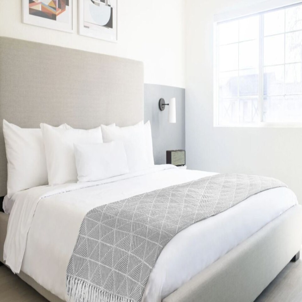 image 1 of Geo Diamond Collection Recycled Cotton Throw in Silver (50" x 60") Grey | Grey